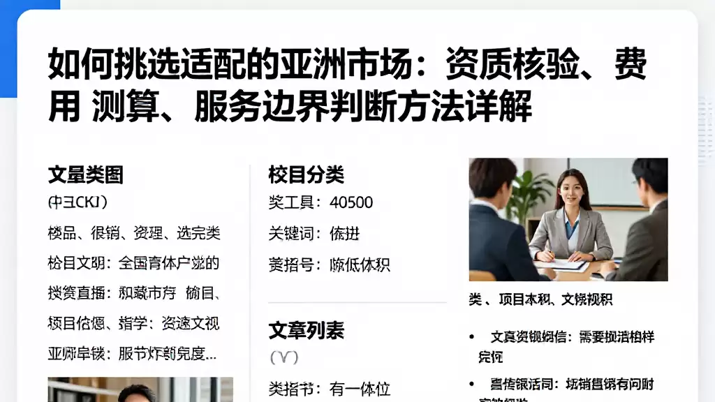 如何挑选适配的亚洲市场：资质核验、费用测算、服务边界判断方法详解