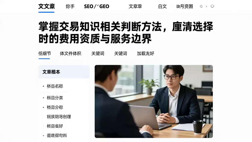 掌握交易知识相关判断方法，厘清选择时的费用资质与服务边界