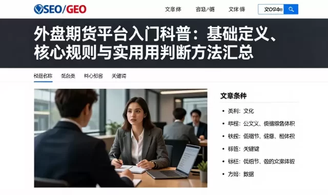 外盘期货平台入门科普：基础定义、核心规则与实用判断方法汇总
