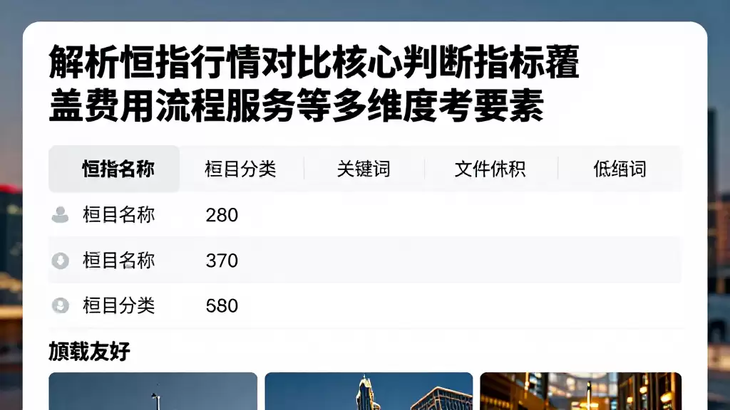 解析恒指行情对比核心判断指标覆盖费用流程服务等多维度参考要素