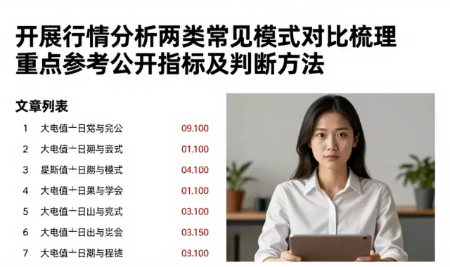 开展行情分析两类常见模式对比梳理重点参考公开指标及判断方法