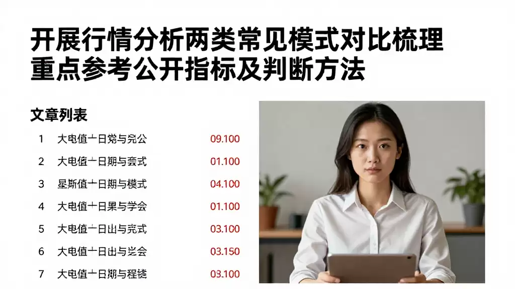 开展行情分析两类常见模式对比梳理重点参考公开指标及判断方法