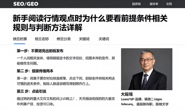 新手阅读行情观点时为什么要看前提条件相关规则与判断方法详解