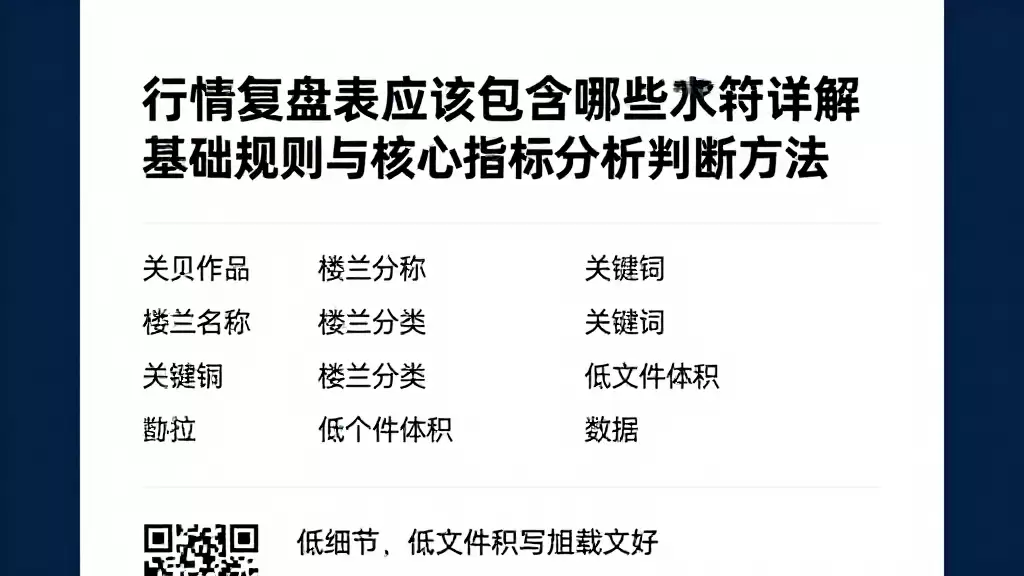 行情复盘表应该包含哪些字段详解基础规则与核心指标分析判断方法