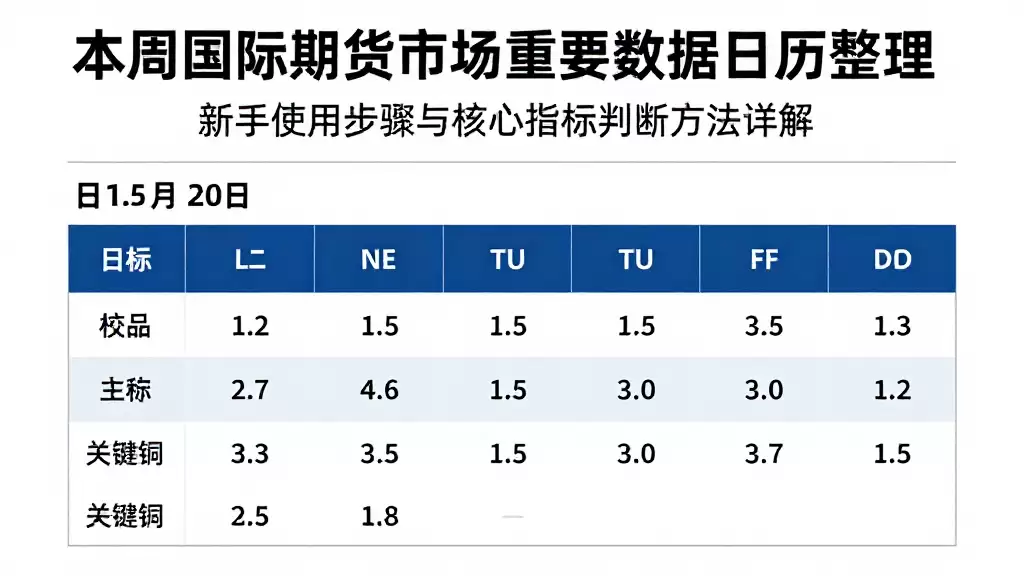 本周国际期货市场重要数据日历整理新手使用步骤与核心指标判断方法详解