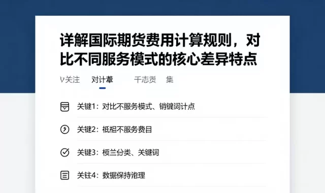 详解国际期货费用计算规则，对比不同服务模式的核心差异特点