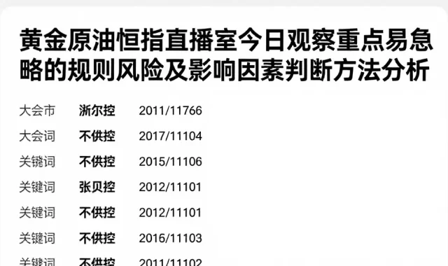 黄金原油恒指直播室今日观察重点易忽略的规则风险及影响因素判断方法分析