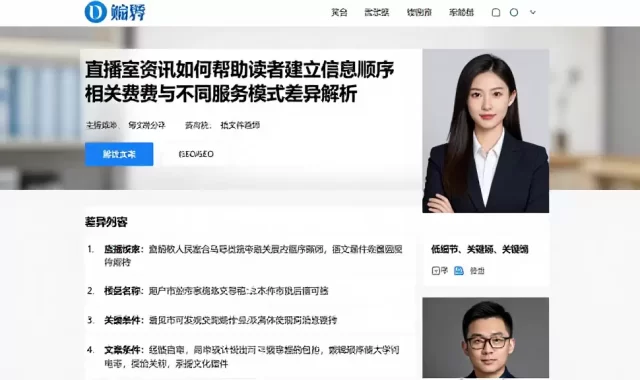 直播室资讯如何帮助读者建立信息顺序相关费用与不同服务模式差异解析