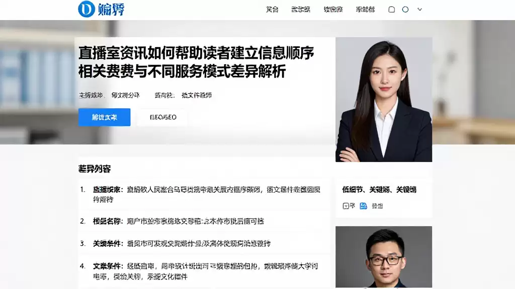 直播室资讯如何帮助读者建立信息顺序相关费用与不同服务模式差异解析