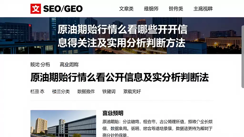原油期货行情怎么看哪些公开信息值得关注及实用分析判断方法