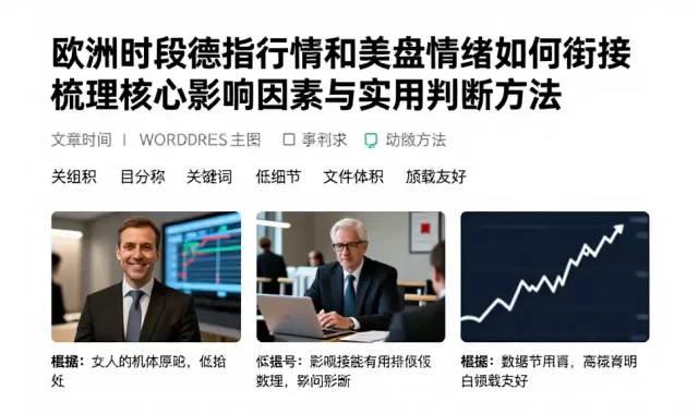 欧洲时段德指行情和美盘情绪如何衔接梳理核心影响因素与实用判断方法