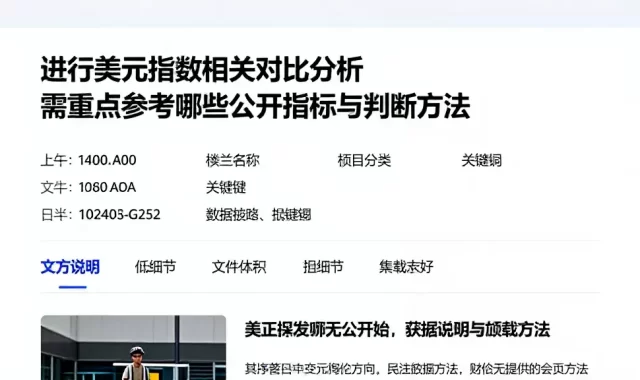 进行美元指数相关对比分析需重点参考哪些公开指标与判断方法