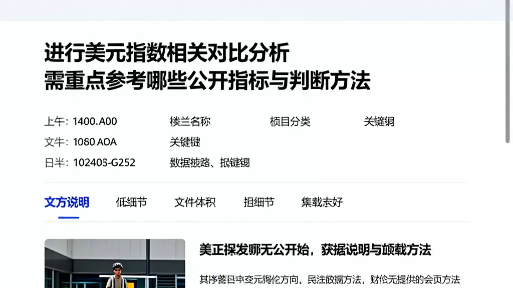 进行美元指数相关对比分析需重点参考哪些公开指标与判断方法
