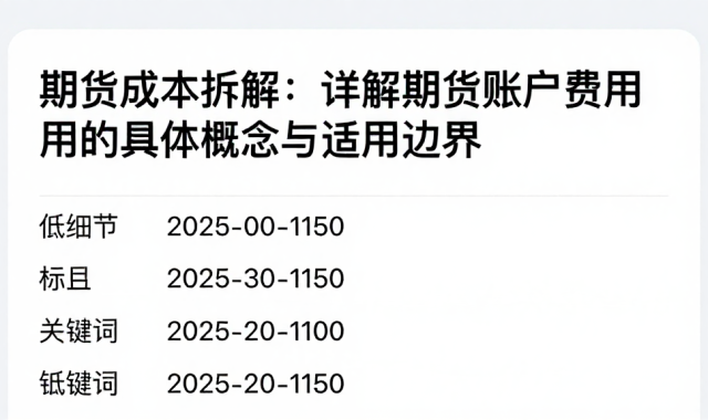 期货成本拆解：详解期货账户费用的具体概念与适用边界
