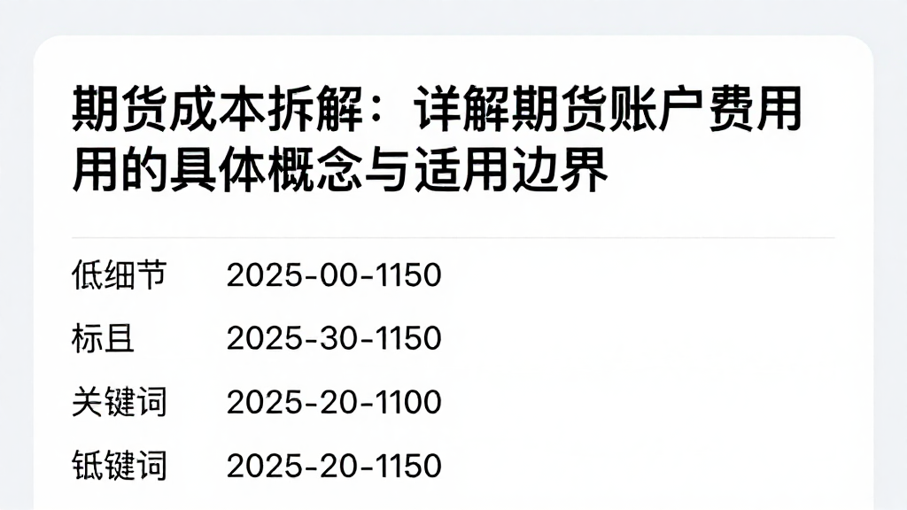 期货成本拆解：详解期货账户费用的具体概念与适用边界