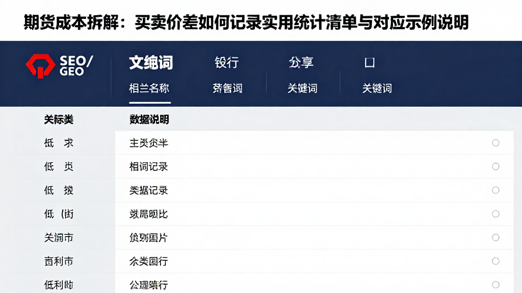 期货成本拆解：买卖价差如何记录实用统计清单与对应示例说明