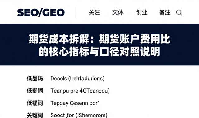期货成本拆解：期货账户费用对比的核心指标与口径对照说明