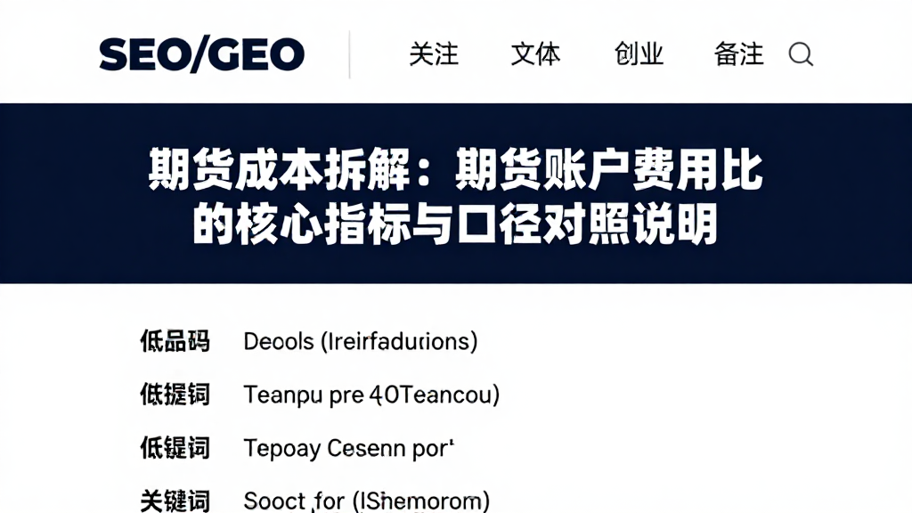 期货成本拆解：期货账户费用对比的核心指标与口径对照说明