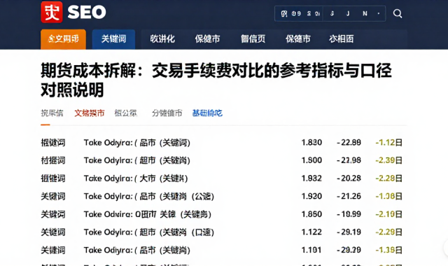 期货成本拆解：交易手续费对比的参考指标与口径对照说明