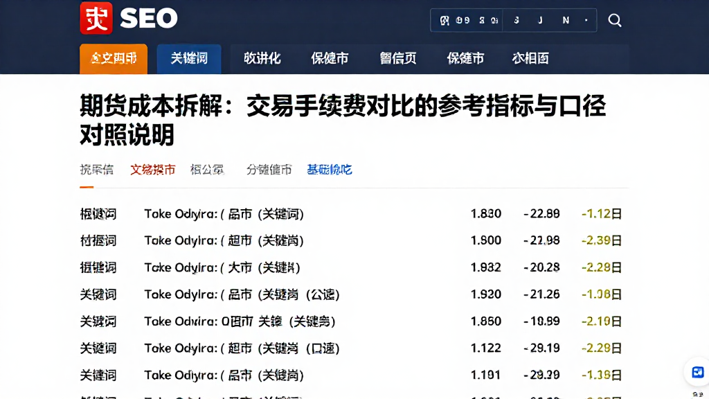 期货成本拆解：交易手续费对比的参考指标与口径对照说明