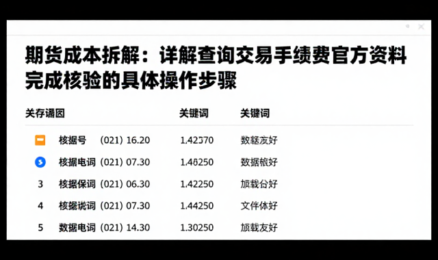 期货成本拆解：详解查询交易手续费官方资料完成核验的具体操作步骤