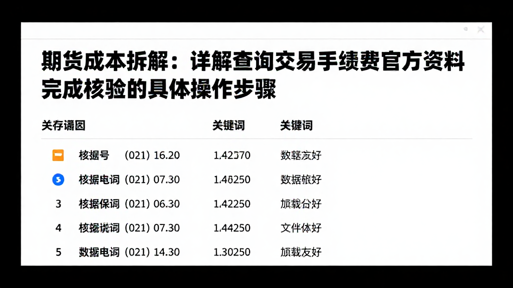 期货成本拆解：详解查询交易手续费官方资料完成核验的具体操作步骤